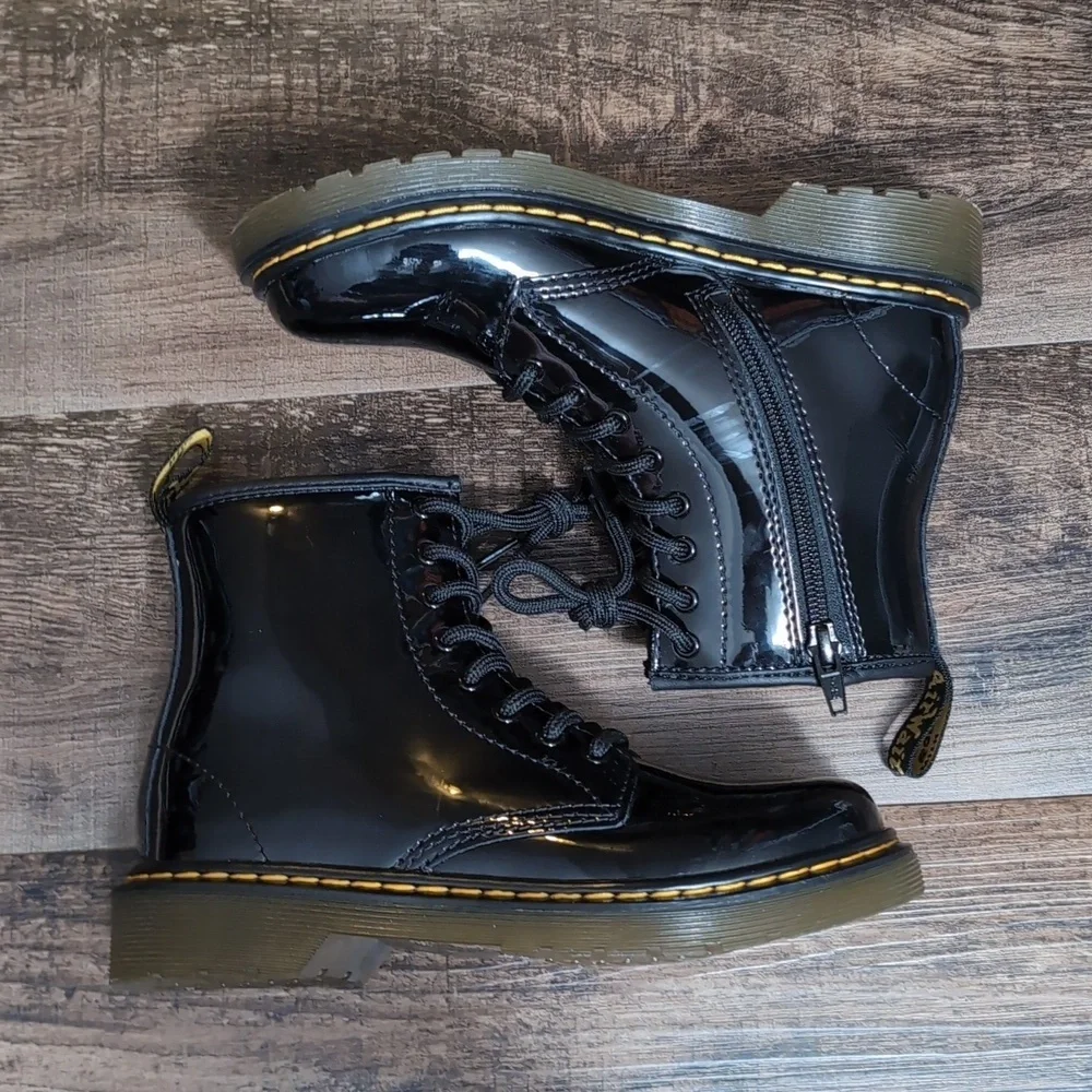 Doc Martens 1460 J Patent Leather Combat Boots Size 2 Zipper Kids